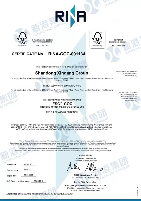 Zertifikat Nr. Rina-COC-001134